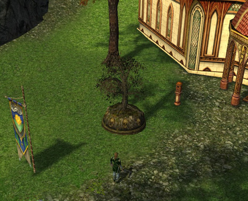 Картина изображает дерево в эльфийском поселении